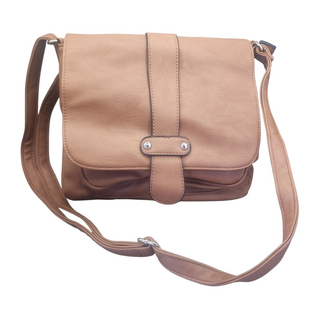 Scarleton Brown Crossbody Shoulder Handbag Purse 11x8.5 camel 7 compartment